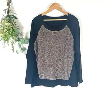 T0475 오즈온 컴플렉스 상의 새상품급 블랙 면 티셔츠 긴팔