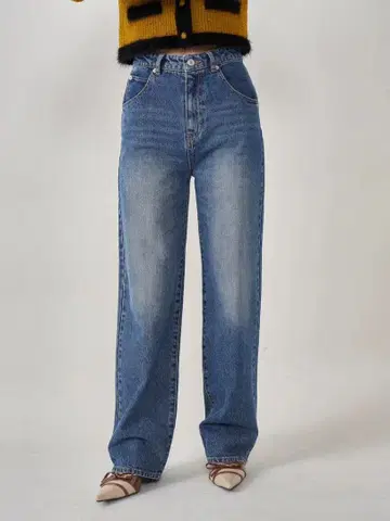 다리치 백 디자인 스트레이트 데님 팬츠