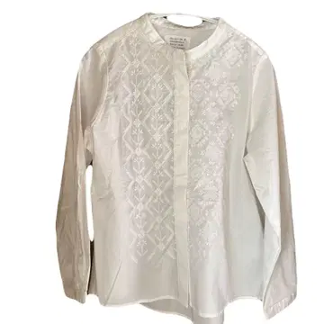 SUNNY CLOUDS 자수 블라우스 히요쿠 시타테 셔츠 화이트