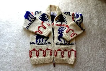 KANATA 카나타 코위찬 니트 사슴 패턴 캐나다제 100% 울