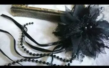 하나뿐인 블랙 쉬폰 튤 꽃 모티브 브로치 코사지 관혼상제