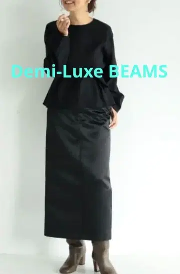 Demi-Luxe BEAMS 글로스 새틴 타이트 스커트. M 38 블랙