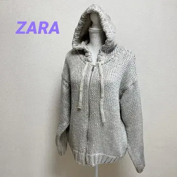 택 포함 새상품 ZARA 자라 후드티 후드 집업 실버