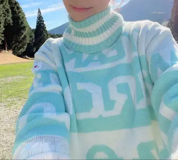 [ archivio 알치비오 ] 니트 스웨터 ( 스카이블루 x 화이트 )