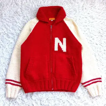 PAS DE DEUX 니트 자켓 아메카지 레트로 바시티 자켓 카우친