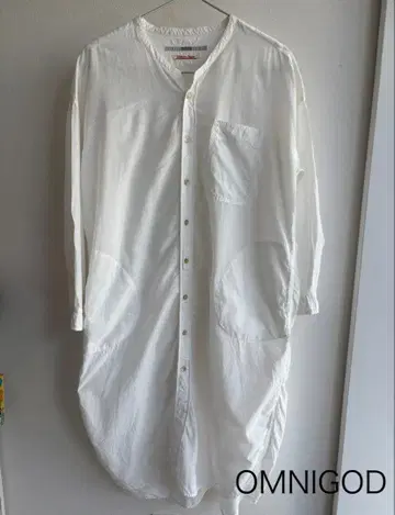 가격 인하 OMNIGOD 셔츠 원피스 화이트 포켓 부착 옴니