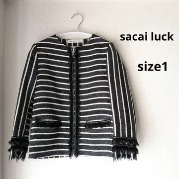 sacai luck 사카이 럭 보더 트위드 프린지 자켓