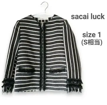 sacai luck 사카이 럭 보더 트위드 프린지 자켓