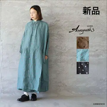 [ 새상품 ] 이치앤티크 오가닉 린넨 도트 자카드 원피스