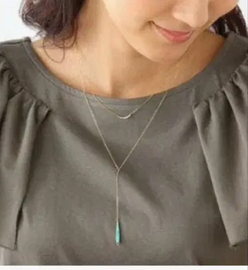 아가트 터콰이즈 Y자 목걸이