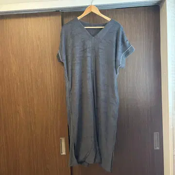 [새상품] 무인양품 착용하는 타월 양면 파일 반팔 원피스 M 그레이