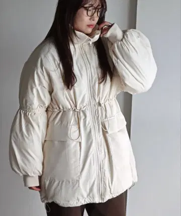 미들 기장 충전솜 블루종 아이보리 봄 아우터 미사용 새상품