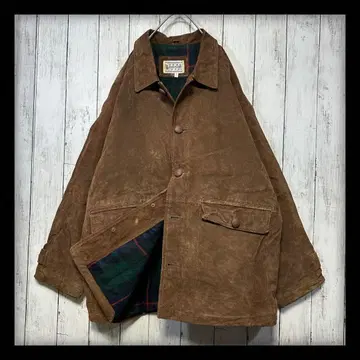 [ HOUSTON ] 천연 가죽 레더 카 코트 헌팅 자켓 안감 체크 L