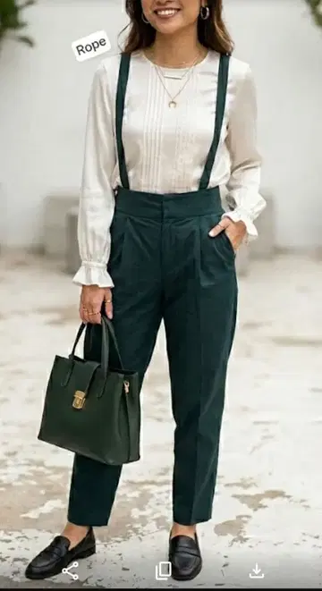 ROPE 로페 서스펜더 포함 하이웨스트 테이퍼드 팬츠