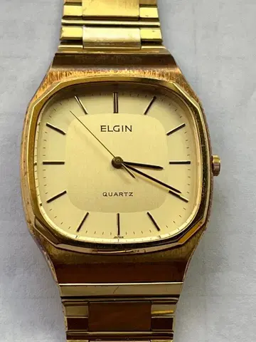 ELGIN 손목시계 빈티지 골드 엘진 쿼츠 작동품
