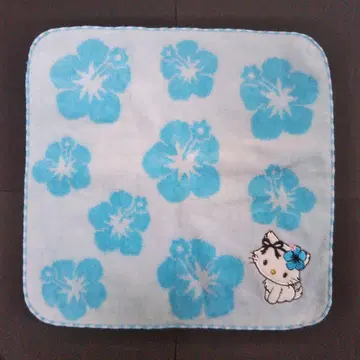 챠미키티 푸치타월 하이비스커스 꽃무늬 블루 손수건 산리오