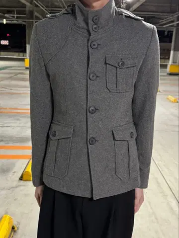 하이넥 밀리터리 자켓 그레이 size48 착용 사진 있음 archive