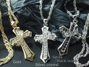 큐빅 크라운 클리어 크로스 목걸이