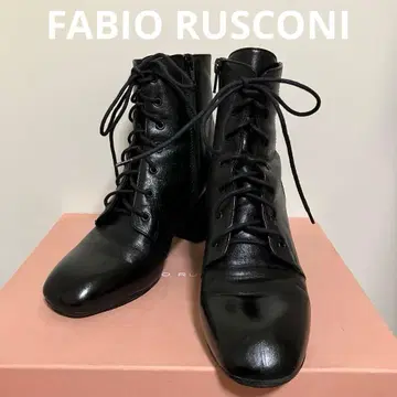 파비오 루스코니 레이스업 부츠 사이드 지퍼 청키힐 37