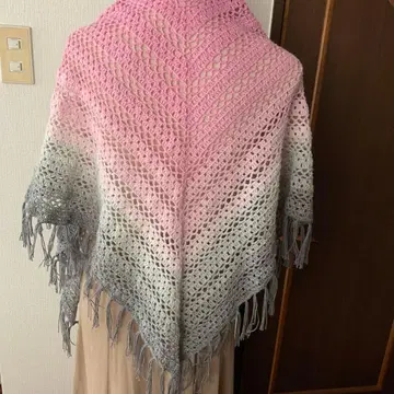 대형 삼각형 숄 (핑크 그레이)