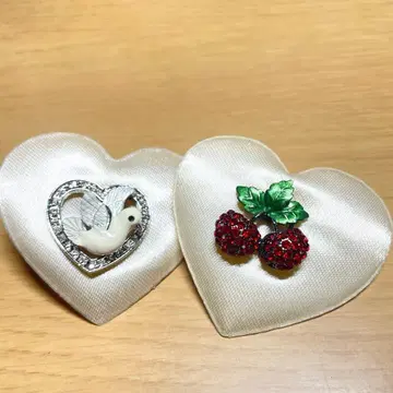 스와로브스키 브로치 체리 비둘기 2개 세트