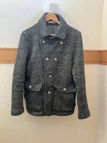 은색 버튼 나폴레옹 자켓 P 코트 그레이