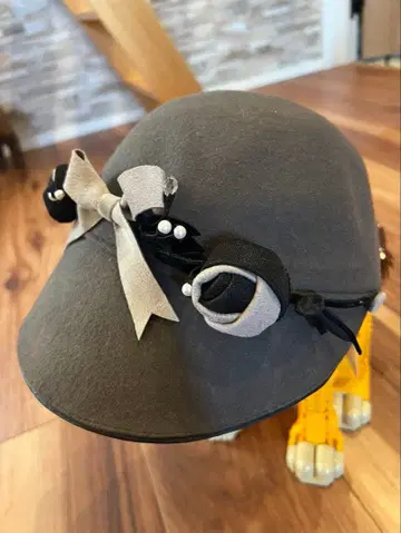 택 포함 새상품 ca4la 그레이 울 소재 장식 모자 여성용