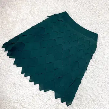 [실크 100%] sybilla 시빌라 미디 스커트 짙은 녹색 M 사이즈