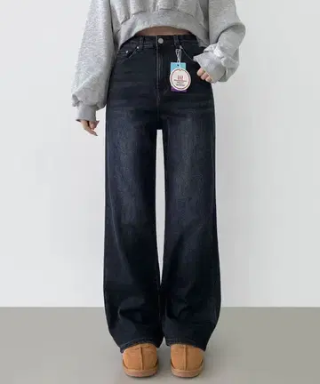 와이드 핏 워싱 팬츠 S