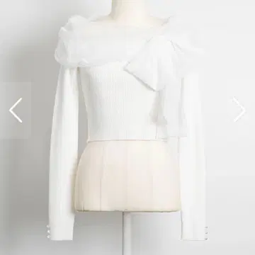 pium 튤 리본 니트 화이트