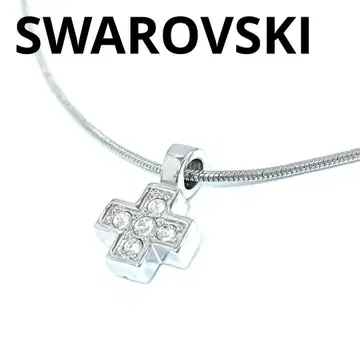 새상품급 스와로브스키 작은 크로스 십자가 목걸이 실버 빈티지