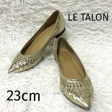 [ LE TALON ] 포인티드 새시 메쉬 플랫 펌프스 골드 금
