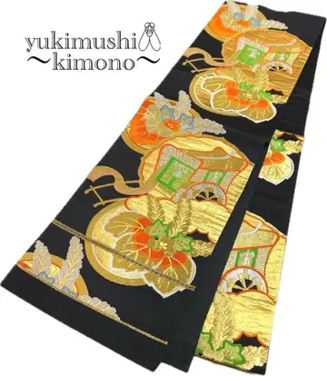 QQ2-149 후쿠로 오비 육통 골드 블랙 오렌지 416cm 특가 상품