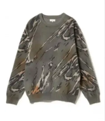 BEAMS 디지털 마블 페이드 크루넥 니트