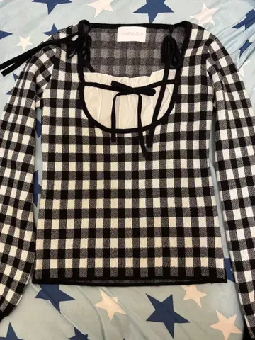 미셸 마카롱 스트랩 깅엄 체크 상의