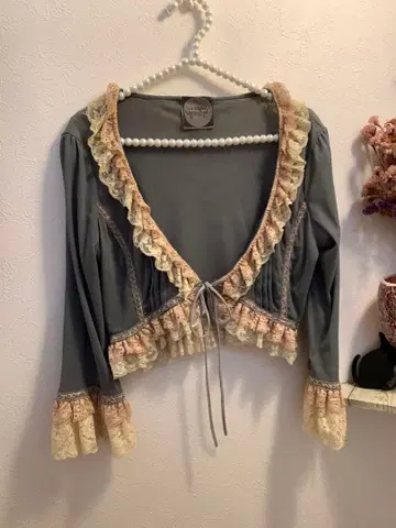 ozz angelo 레이스 포함 블루 가디건