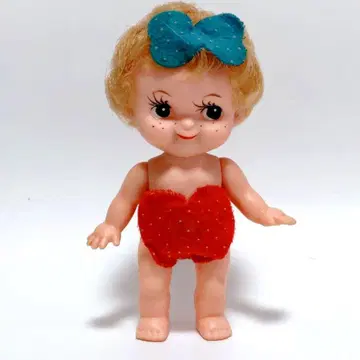 빈티지 러버 인형 일본제 파란 리본 쇼와 레트로