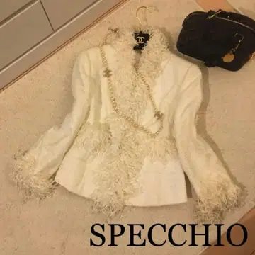 [SPECCHIO] 스페치오 트위드 자켓 화이트 고급 화려함 M 새상품급