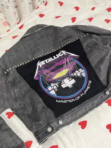 [jouetie] 스터드 데님 자켓 백 프린트 M