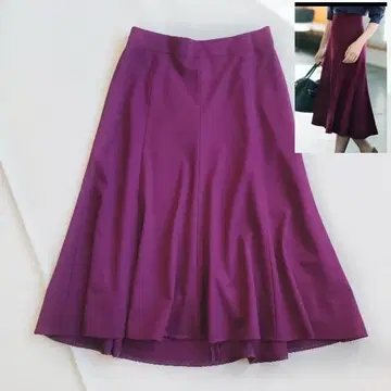 23구 울 개버딘 플레어 스커트 46 4L 머메이드 보라색 빅 사이즈