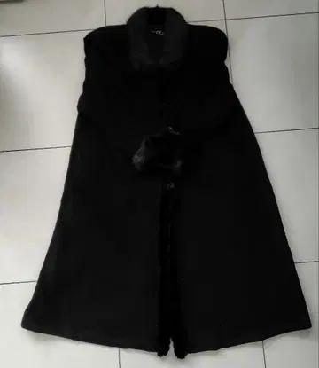 캐시미어 100% 둥근 카라 롱 코트 블랙