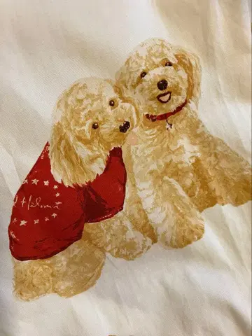 칼 헬무트 강아지 패턴 후드 부착 셔츠 블라우스 아이보리 M