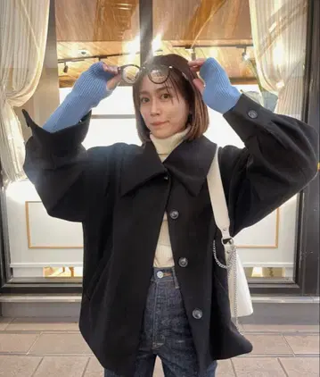 새상품급 y/m by 나토리카 나토리카 x y/m 빅 칼라 코트 블랙