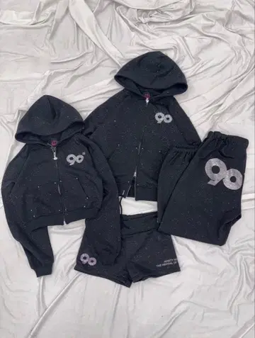 9090 로고 글리터 스웨트 팬츠 블랙