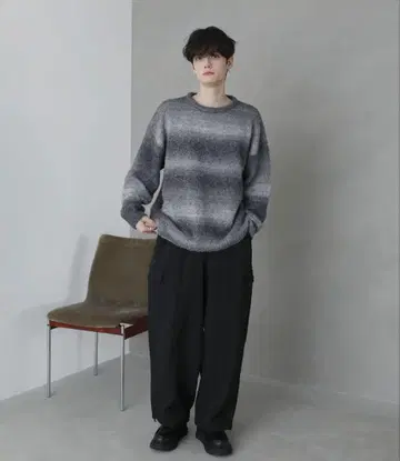 [ ETELIO ] 그라데이션 부클레 천축 편직 니트