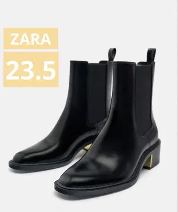 ZARA 메탈릭 블록 힐 부츠 사이드 고어 부츠 37 23.5