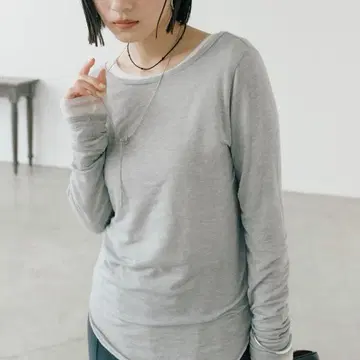 RIVE DROITE (리브 드와) 실크 캐시미어 블렌드 보트넥 롱 T