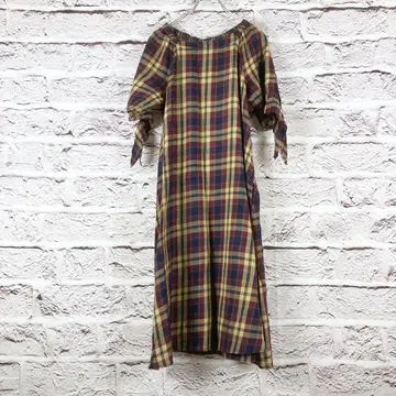 zzz2420:glityerr 반팔 롱 원피스 체크 M