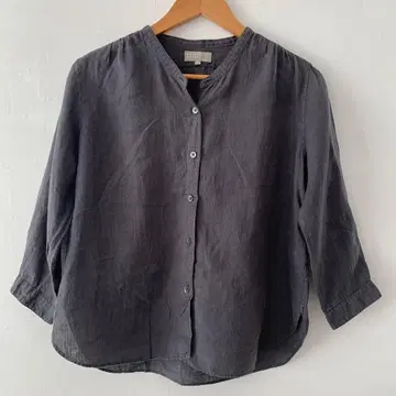 마가렛호웰 린넨 LINEN 노카라 7부 소매 린넨 셔츠