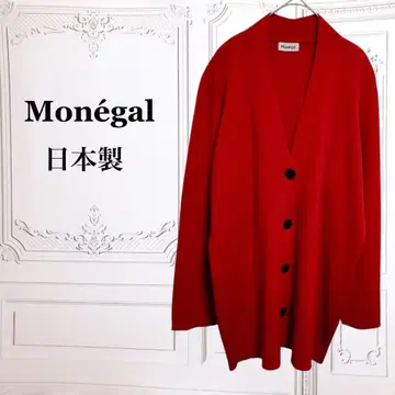 [ 모네갈 ] 가디건 니트 [ M ] 레드 V넥 일본제 버튼 레트로